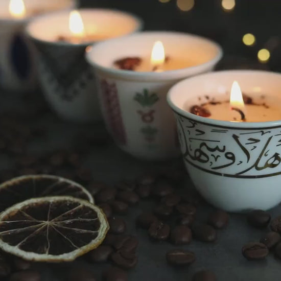Ramadan decor cawa  turkish lebanese coffee candle- karak tea- arabic chai cups- - eid gift -