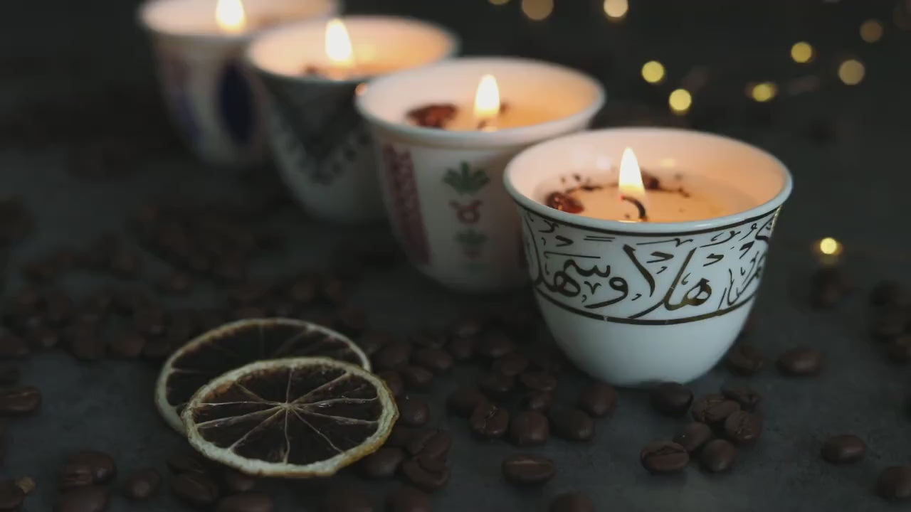 Ramadan decor cawa  turkish lebanese coffee candle- karak tea- arabic chai cups- - eid gift -