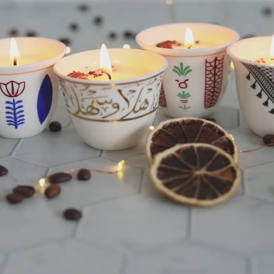 Ramadan decor cawa  turkish lebanese coffee candle- karak tea- arabic chai cups- - eid gift -