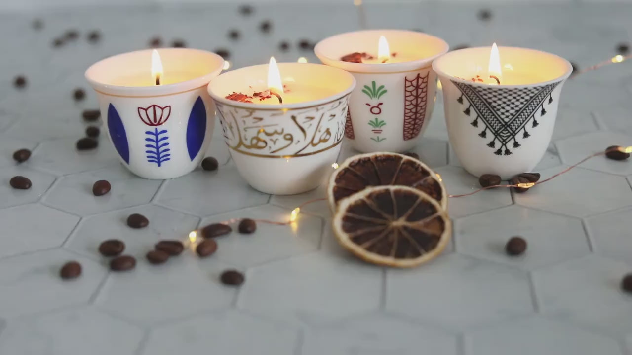 Ramadan decor cawa  turkish lebanese coffee candle- karak tea- arabic chai cups- - eid gift -